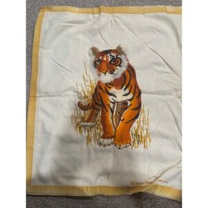 Vintage 1975 Sunset Designs Tiger Cub Needlepoint Hand Embroidery Textile Art